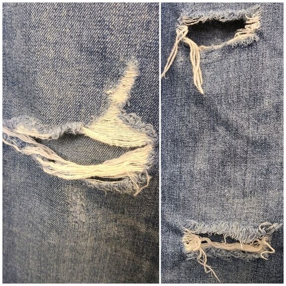 EXPRESS Men's 36x32 Original Slim Fit Distressed Dark Wash Denim Jeans - Picture 16 of 16